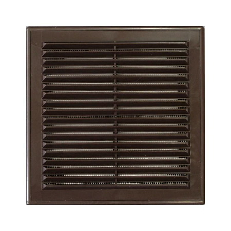 Решетка вент. 15х15 с рамкой и сеткой, коричневая (60)