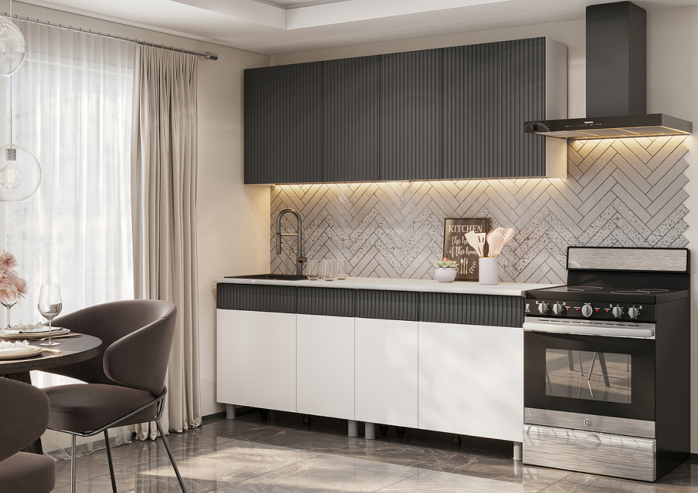 Кухонный гарнитур "София" 2 м (Белый/Бланж/Графит матовый/Антарес )          