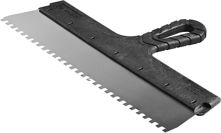 Шпатель фасадный ЗУБР  350 мм, зуб 6 х 6 мм, пластиковая ручка, нержавеющий (12)