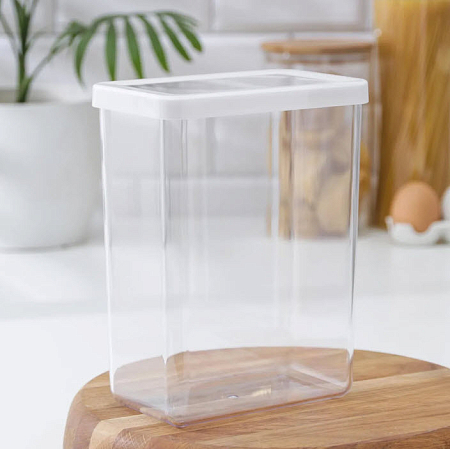 Емкость д/сыпучих продуктов 2,5л Степ прямоуг. 16*10*21см белый (12) М1298