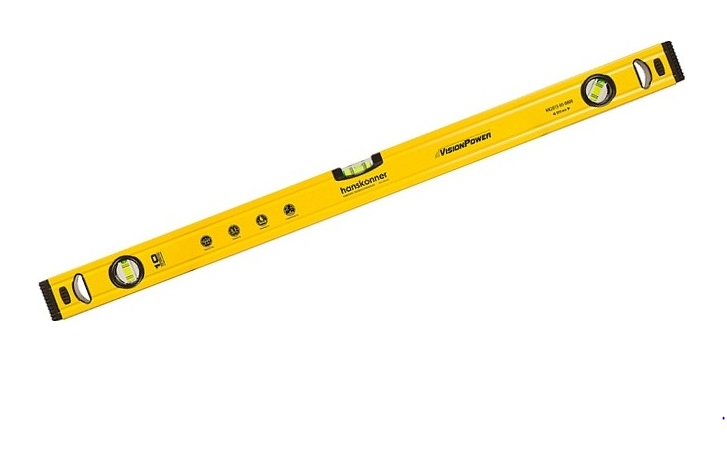 Уровень алюм.1000мм,3 колбы,усилен,фрезеров.,магнит,точность 0,5мм/м, Hanskonner