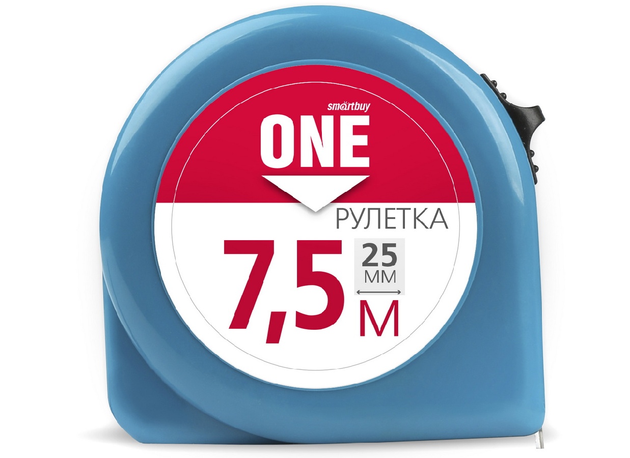 Рулетка измерительная,7.5мх25мм,пластиковый корпус,фиксатор,усиленный зацеп,Smartbuy OneTools/48