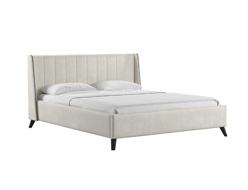 Кровать двойная Мелисса 160 (Тори 56 велюр* (светло-бежевый)(основание+дно+механизм)