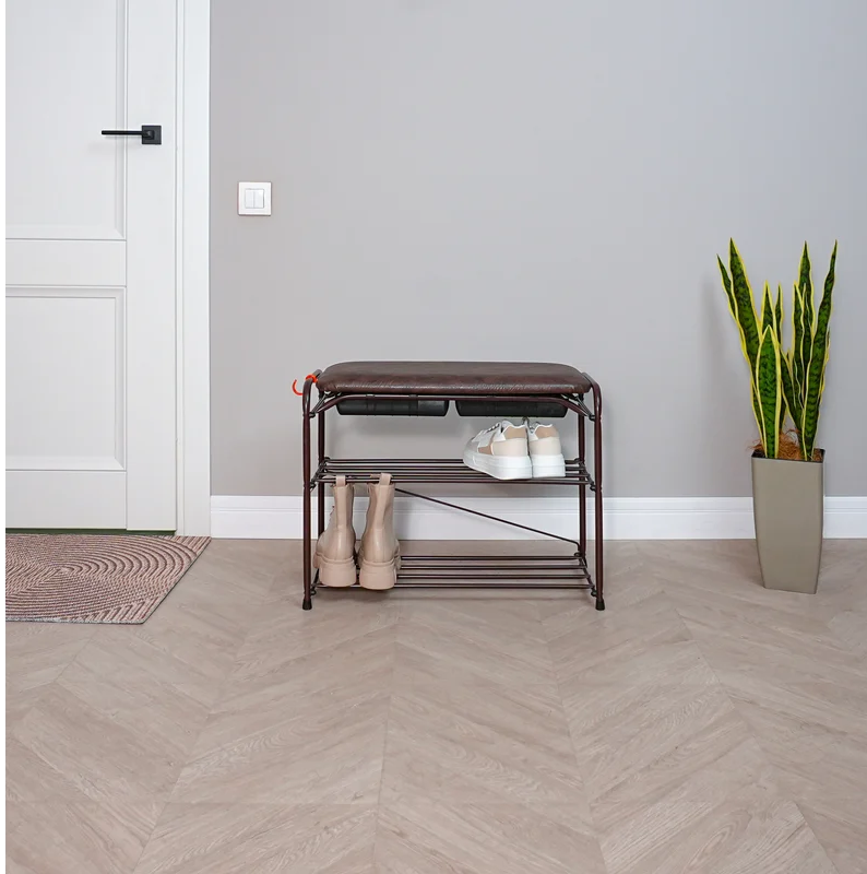 Подставка для обуви "Альфа 23" с сиденьем и ящиком (Коричневый)