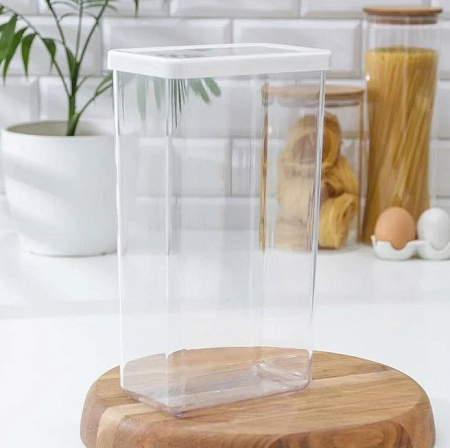 Емкость д/сыпучих продуктов 3,2л Степ прямоуг. 16*10*28см белый (12) М1299