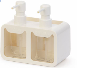 Диспенсер 340/340мл 2 в 1 подставка д/губки и щетки белый (30) И8924