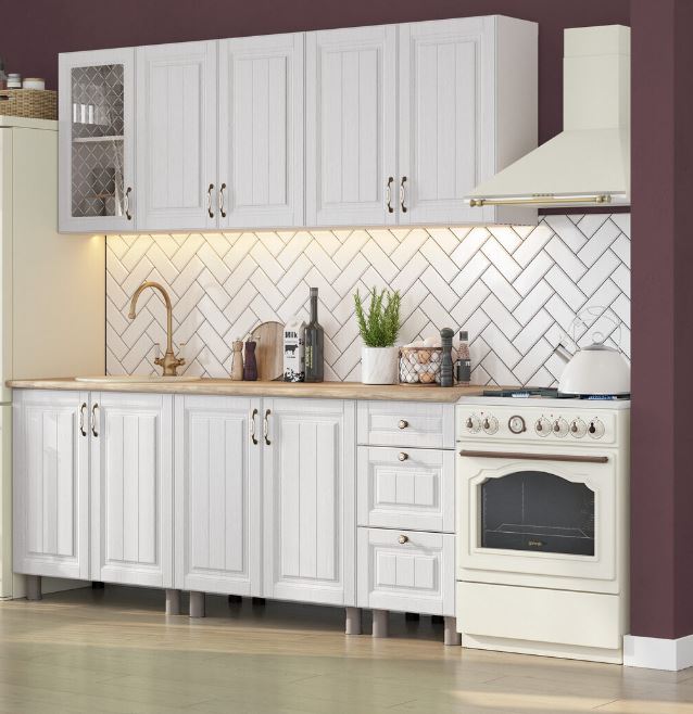Кухонный гарнитур "Прованс" 2,0м (Лайт) (Белый/Белый структурный/Сонома )
