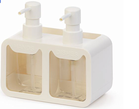 Диспенсер 340/340мл 2 в 1 подставка д/губки и щетки белый (30) И8924