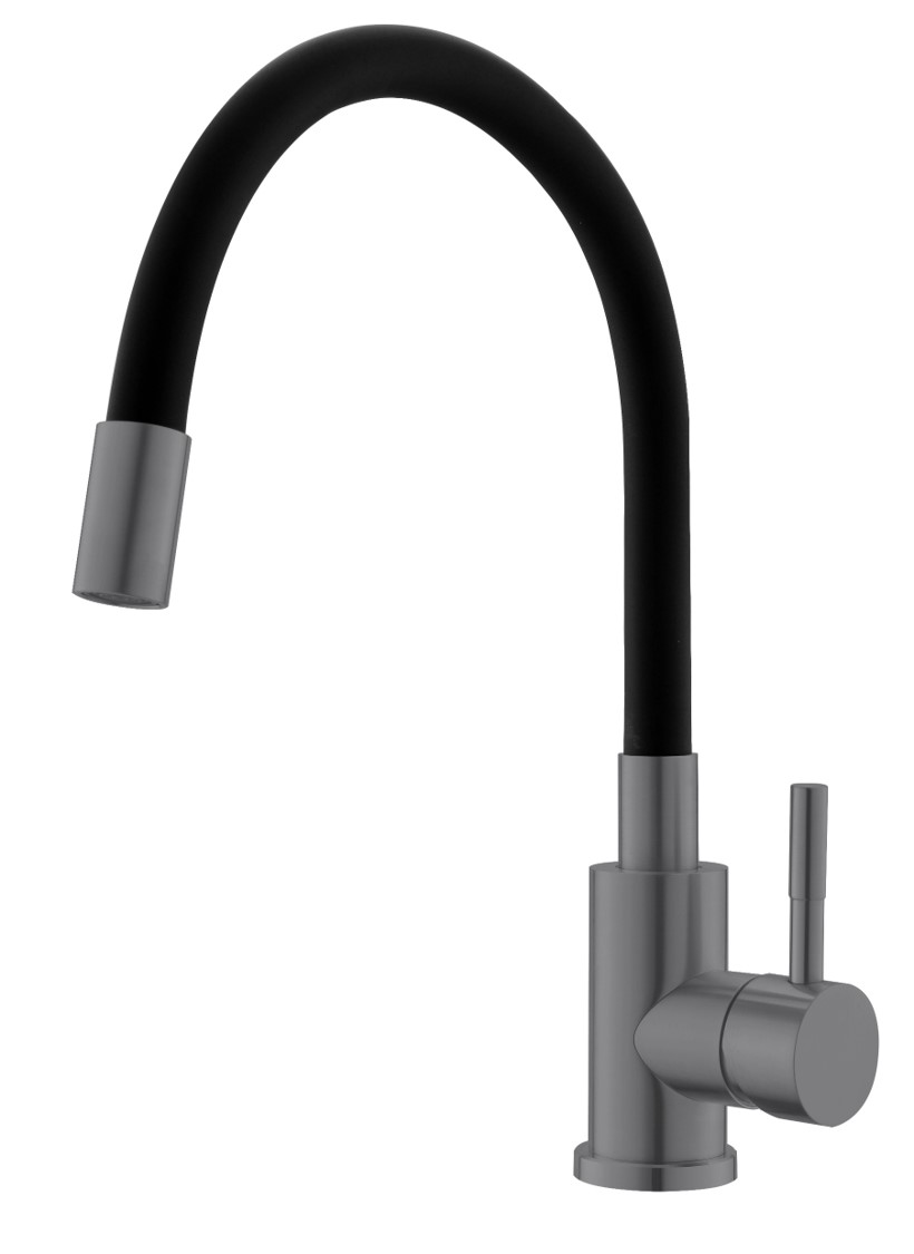 Смеситель для кухни, Snake гибкий излив черный, графит арт. K44Grafit