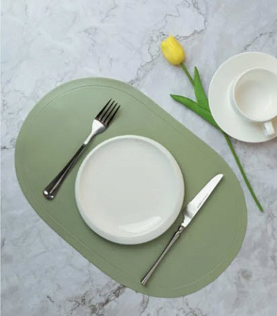 Салфетка сервировочная "Leather Oval" 28,5х43,5см, цв.зеленый