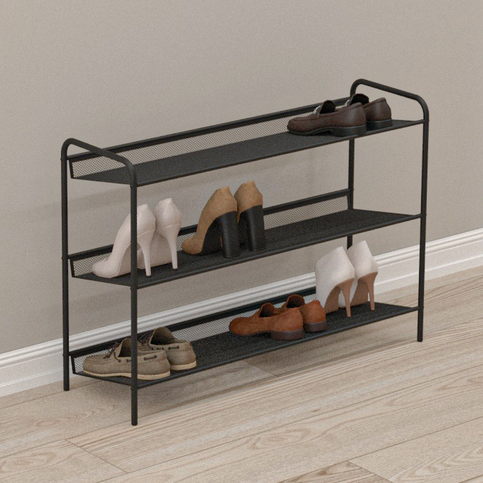 Подставка для обуви 3-х полочная "Женева 33" (Черный)