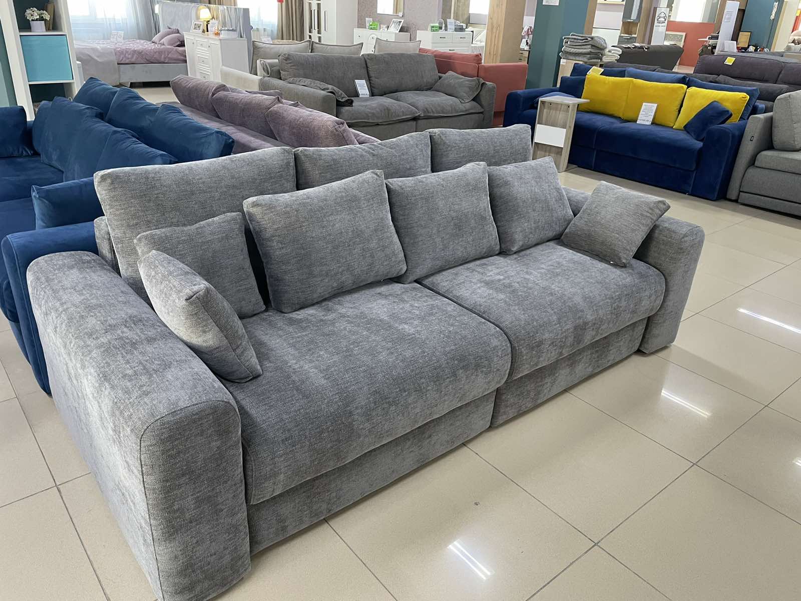 Диван-кровать трех/м, прямой, мех. «еврокнижка» ПРЕСТИЖ-03 Б (Shantal grey)-серый