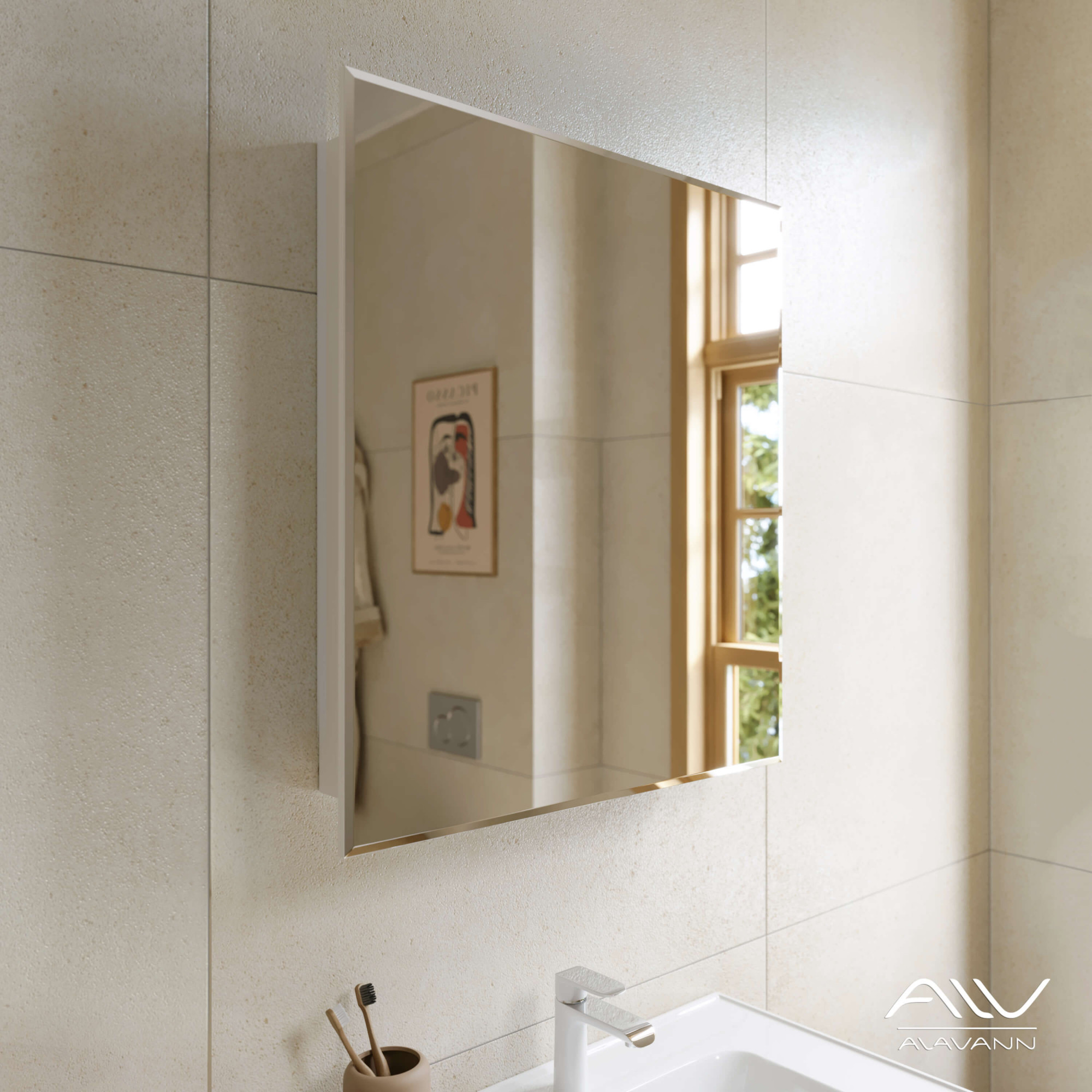 Шкаф зеркальный "Paris 70" (белый) (1)