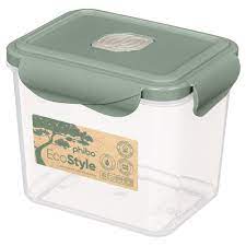 Контейнер д/СВЧ и холод. 1,0л Eco Style квадр. герметич. клапан зеленый флэк (20) 433121636 Быт
