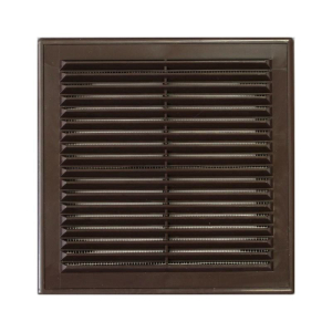Решетка вент. 15х15 с рамкой и сеткой, коричневая (60)