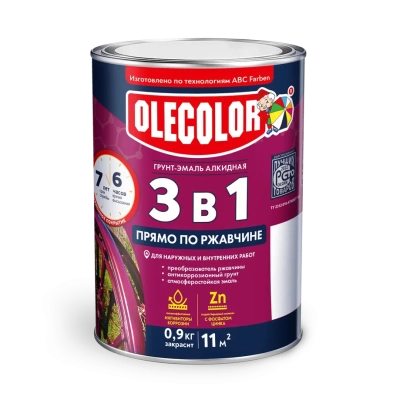 Грунт-эмаль по ржавчине Красно-коричневый Профи 0,9кг Olecolor Глянц. (14) купить в интернет магазине Вегос-М в Ангарске