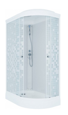 Душевая кабина "Коралл 120*80 А" лев., 1/4 круга, низ. подд., Белый, Мозаика, ДН4 (7 мест) купить в интернет магазине Вегос-М в Ангарске