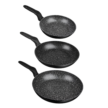 Набор сковород литых 3пр., d20, 24, 28см, антипр. покрытие Мрамор SATOSHI Стоун