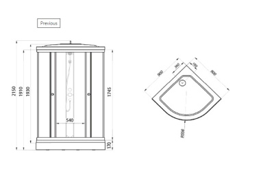 Душевая кабина Лайт (90*90) А"низ. поддон, Градиент, белый купить в интернет магазине Вегос-М в Ангарске