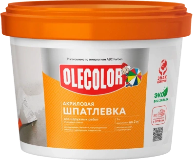 Шпатлевка акриловая для наружных работ 0,9кг Олеколор купить в интернет магазине Вегос-М в Ангарске