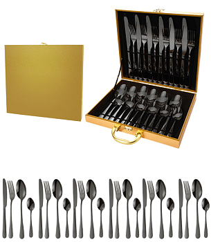 Набор столовых предметов 24 шт в подарочной упаковке черный