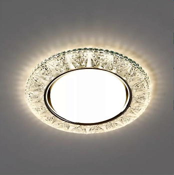 Светильник точечный под лампу с LED подсветкой прозрачный GX53 (50)