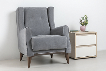 Кресло Плимут  для отдыха Арт. ТК 377 Романс грей, Марвел шоколад к/з`